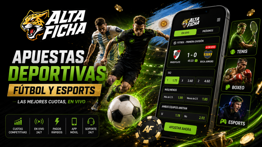 Apuestas deportivas de Altaficha con fútbol, tenis, boxeo y esports en mercados en vivo y prepartido