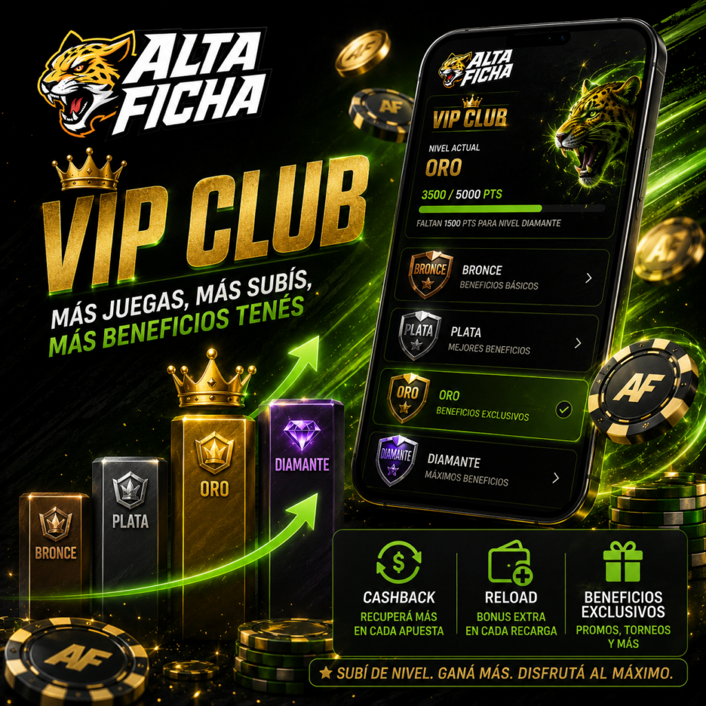 VIP Club de Altaficha con niveles, cashback, reloads y beneficios exclusivos para jugadores frecuentes